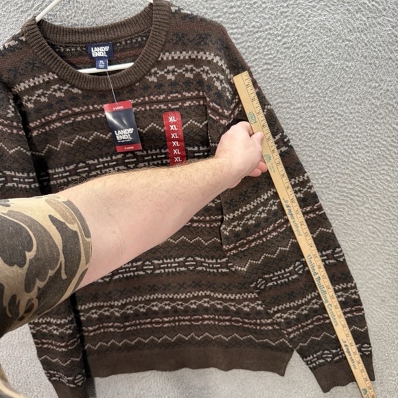 Lands End Sweater Adult XL Multicolor Fair Isle Knit Crewneck Grandpa Old Money - Picture 5 of 13